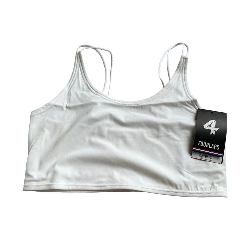FOURLAPS Poise Longline Bra Basic‎ White Women's Size Large NWT Run Low Impact